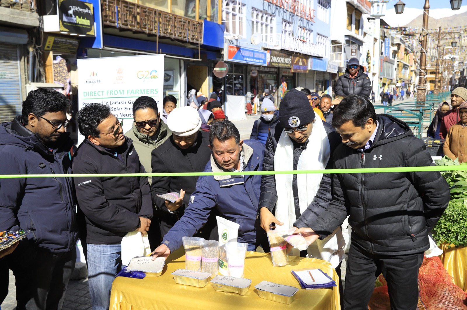 Farmers sell fresh vegetables produced in Ladakh Green Houses