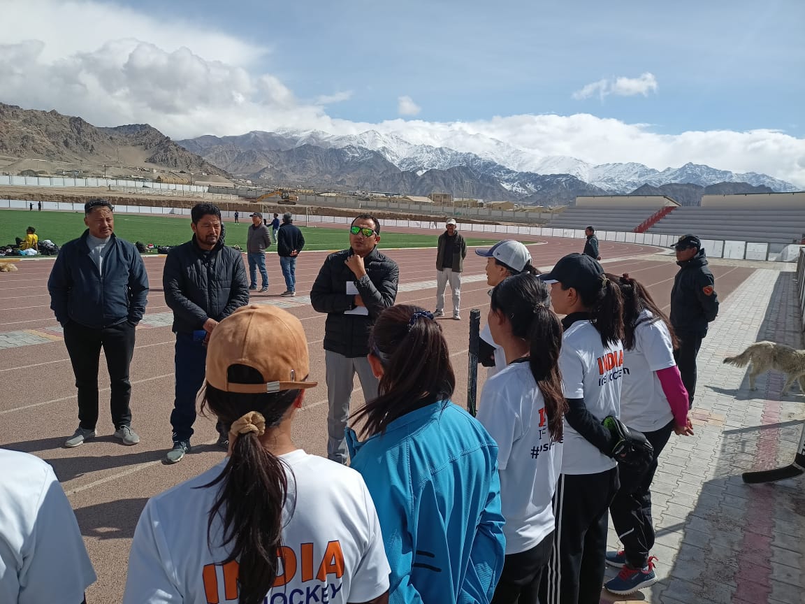 Secretary Sports Ravinder Kumar interacts with Indian Women’s National Ice Hockey Team ahead of International Ice Hockey Tournament in Bangkok