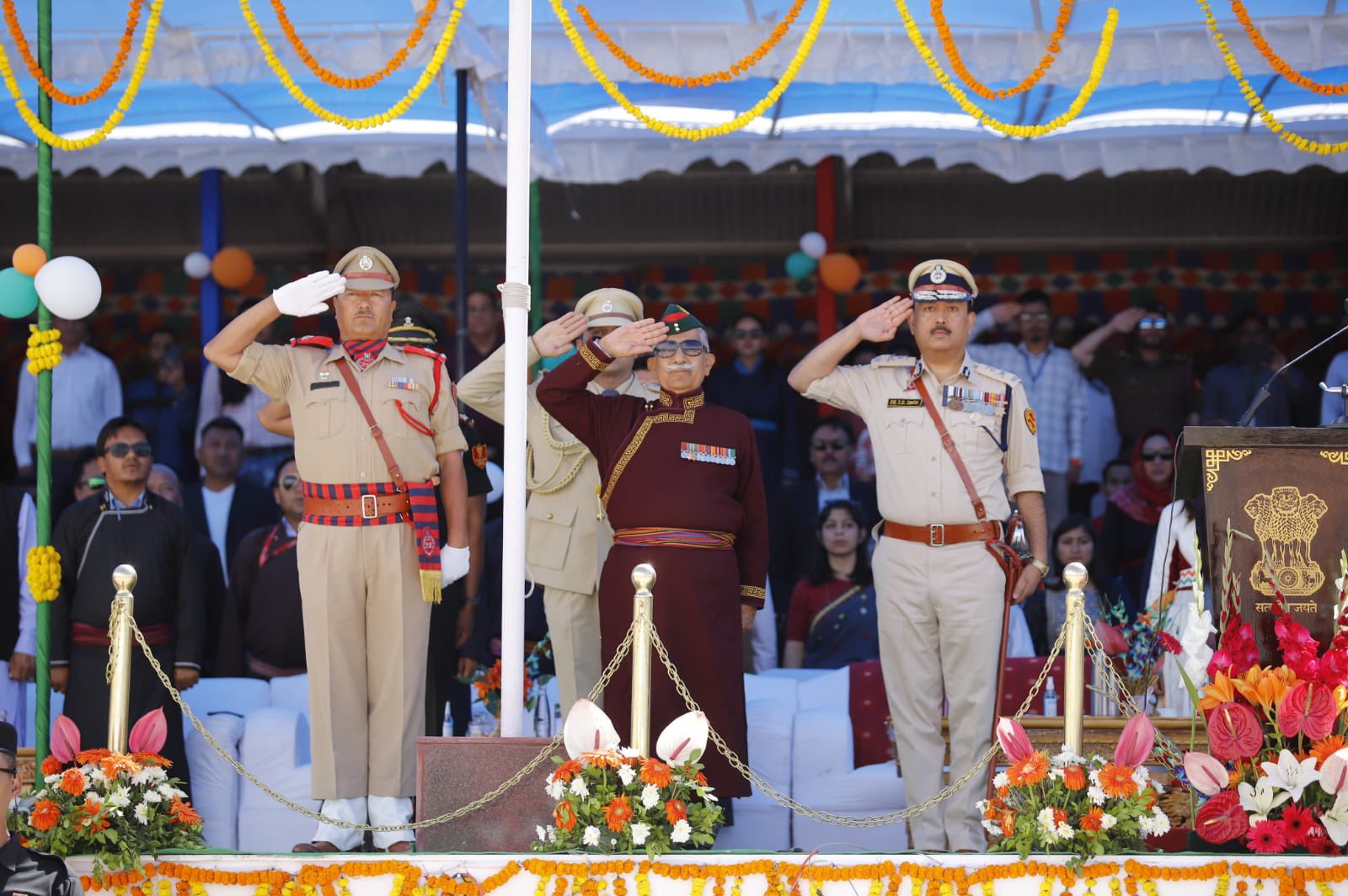 LG Ladakh Brig BD Mishra takes salute on 77th Independence Day in Leh