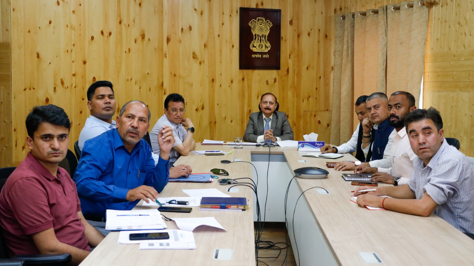 Advisor UT Ladakh Dr Pawan Kotwal chairs the review meeting on Meri Maati Mera Desh Program