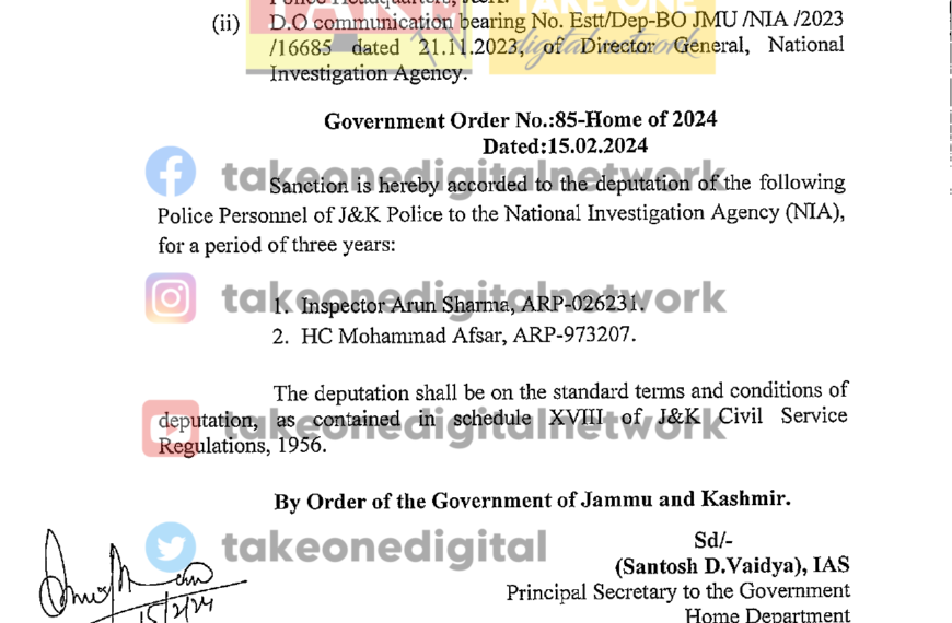 Two J&K Police Personnel deputed to NIA