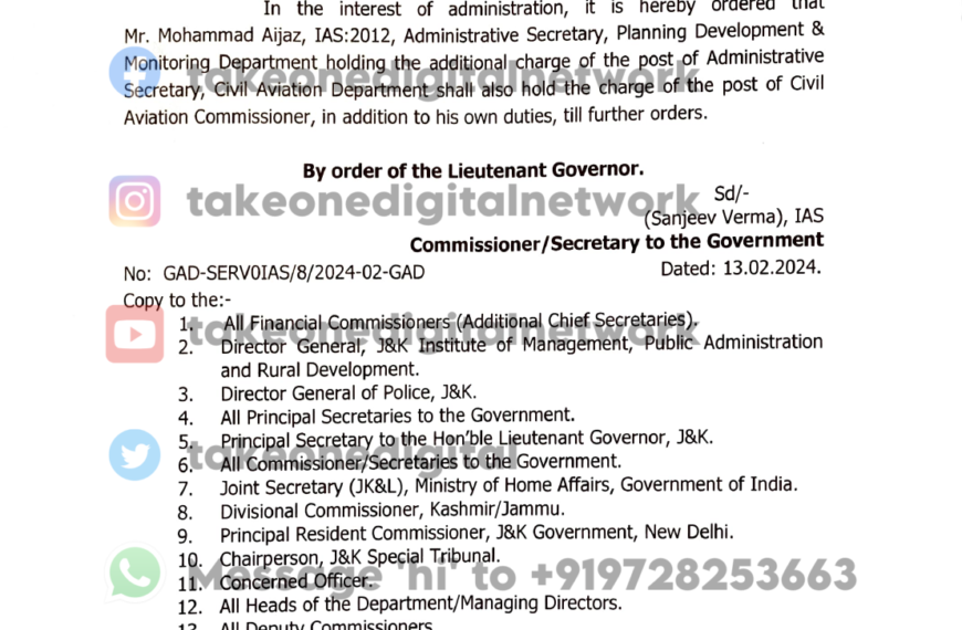 Mohammad Aijaz assigned additional charge of Civil Aviation Commissioner