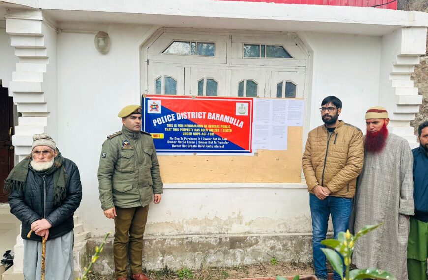 Baramulla Police seizes property of notorious drug peddler worth Rs 24 lakh