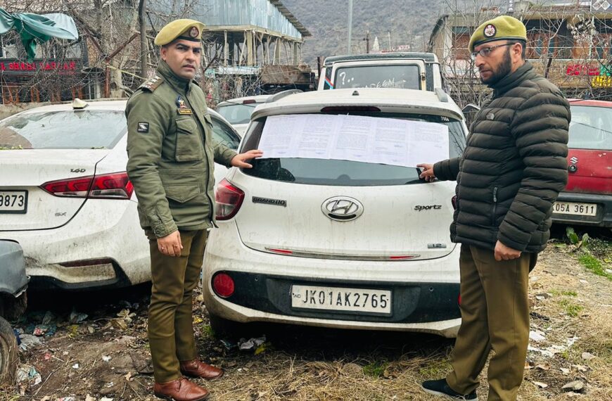 Baramulla Police seizes three vehicles linked to notorious drug peddlers, valued at ₹12 Lacs