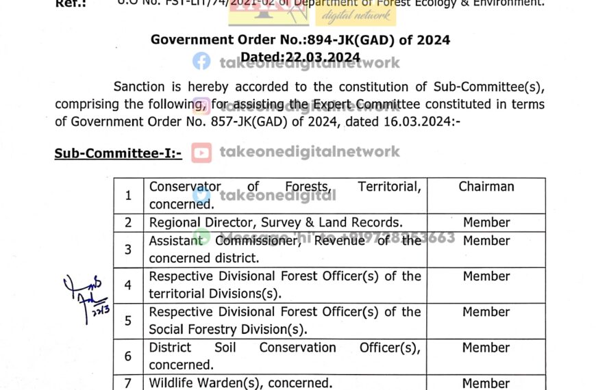 J&K Govt forms Sub-Committees to assist Expert Committee in Forest Area Inventory