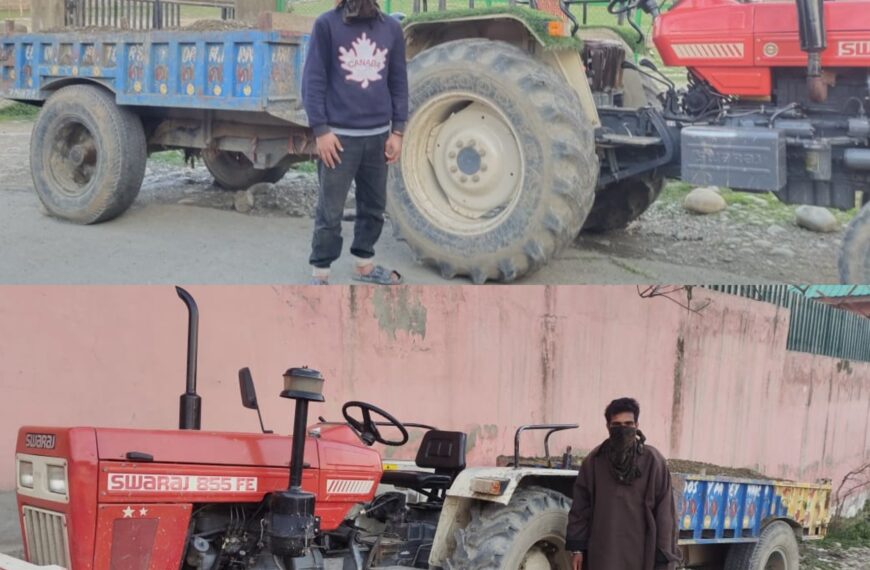 Kulgam Police arrests 2, seizes tractors involved in illegal mineral transportation