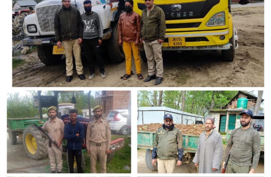 6 arrested in Baramulla for illegal mineral transportation; 6 vehicles confiscated