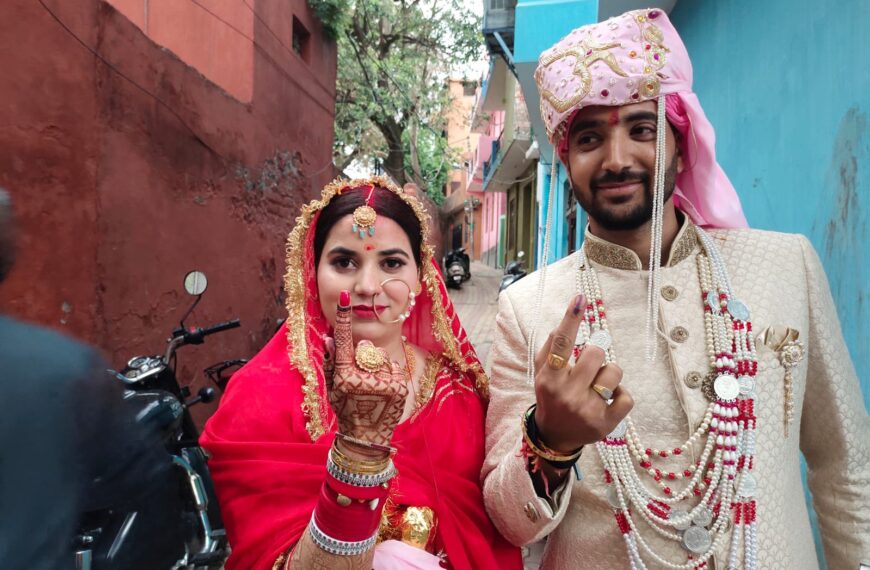 Newly married couple casts votes in first phase of Lok Sabha elections in Udhampur