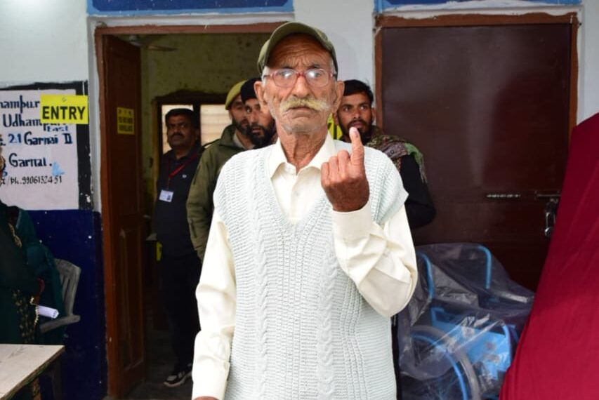 90-Year-Old Voter Chunni Lal participates in first phase of Lok Sabha Elections in Udhampur