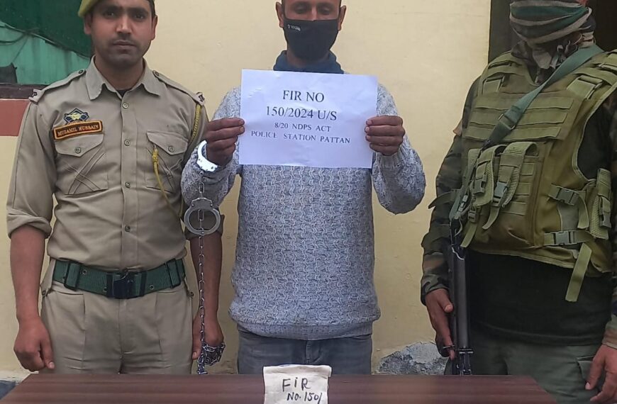 Drug peddler apprehended in Wussan Baramulla, contraband seized