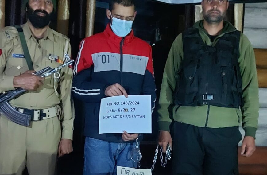 Drug peddler arrested in Palhallan, Baramulla; 115 grams of Charas seized