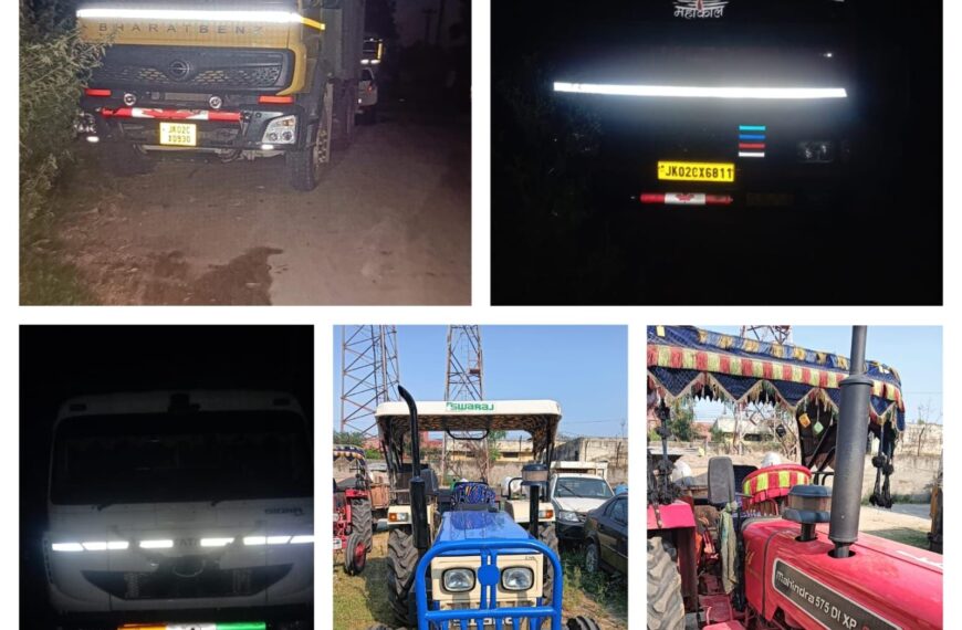 Jammu police seize 5 vehicles in rural zone for illegal mining