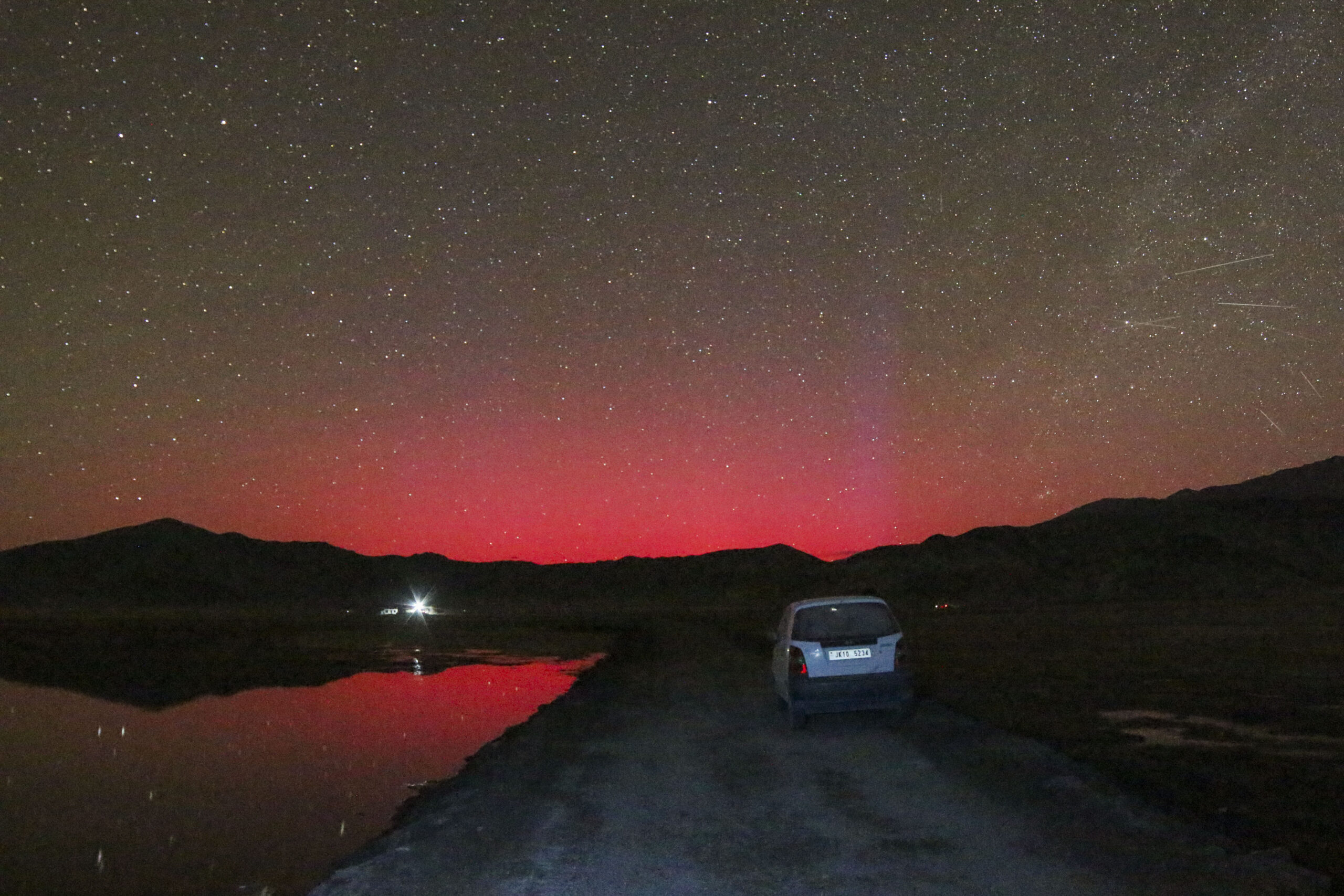 Severe solar storm triggers rare auroral arc in Ladakh sky