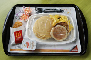 Image Shows the Mcdonalds breakfast deals and offers for 2024 There is a plate in which mcdonalds iteams are there