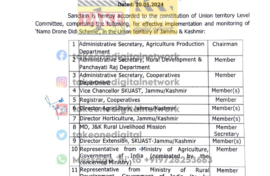 J&K Govt forms committee to implement “Namo Drone Didi” scheme