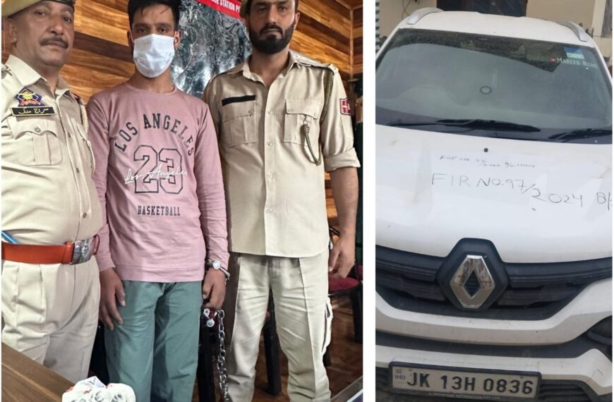 Pulwama police arrest drug peddler, seize vehicle in ongoing anti-narcotics drive