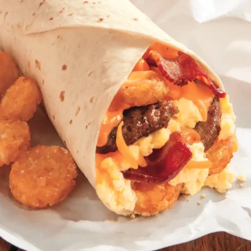 The image shows the burger king Breakfast Burrito Recipe