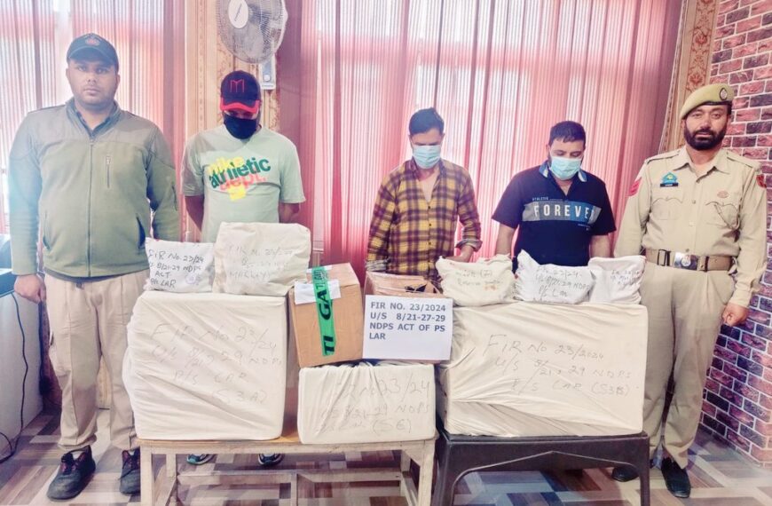 J&K Police arrests notorious drug peddlers, seizes codeine phosphate & psychotropic tablets in Ganderbal