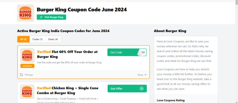 The image shows the Burger King Coupons & Offers for june 2024. There in this image a llot of coupens are there.