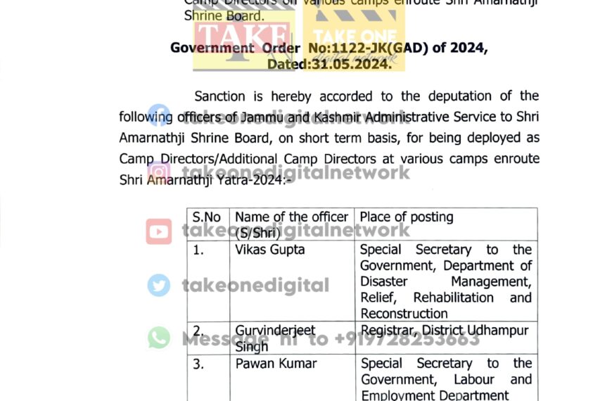 57 administrative officers deployed to oversee Shri Amarnathji Yatra camps in 2024