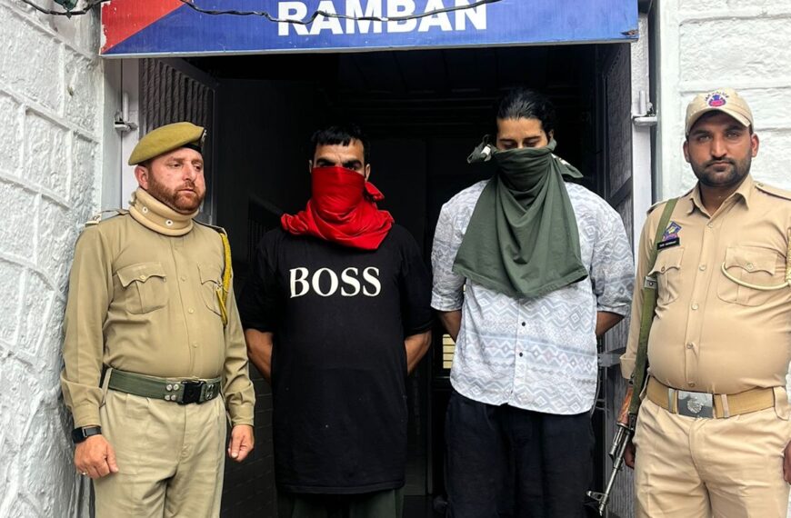 Operation Sanjeevani: Police foils narcotic smuggling bid, apprehends 2 in Ramban