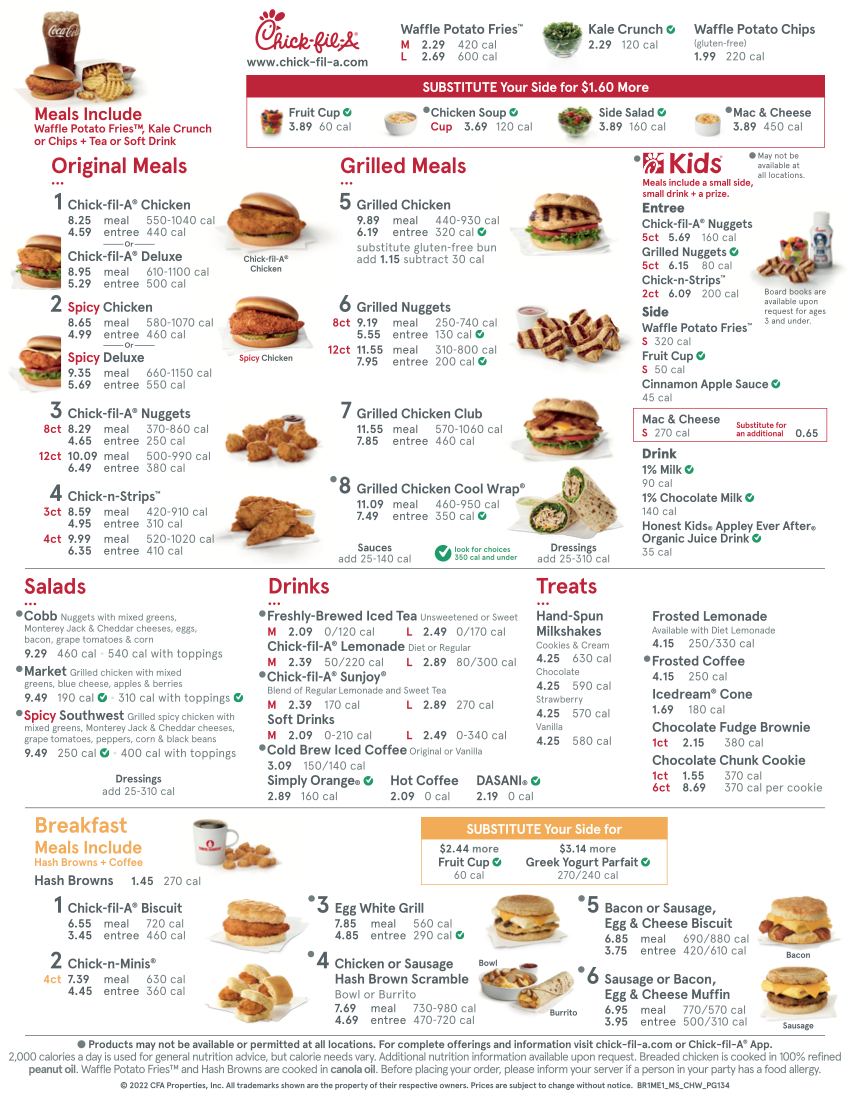 ChickfilA Menu With Prices Updated September 2024 Take One