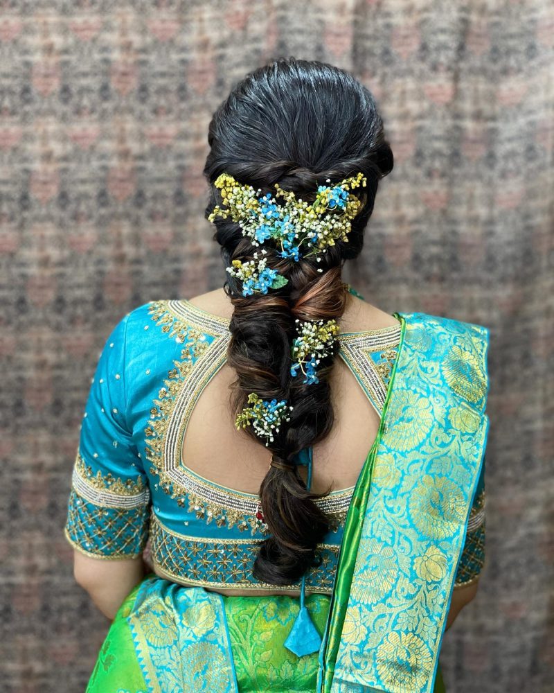 Traditional Bridal Bun with Floral Accessories