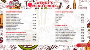 The image shows the Wendy's Menu With Prices for 2024. You can see some famous items listed in the menu