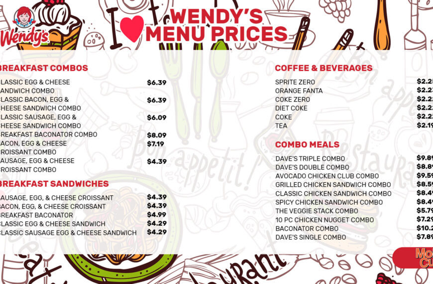 The image shows the Wendy's Menu With Prices for 2024. You can see some famous items listed in the menu