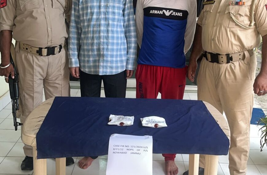 Operation Sanjeevani: Police arrests 4 peddlers with contraband in Jammu