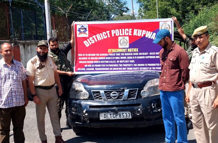 Kupwara Police seizes vehicle of notorious drug peddler under NDPS Act