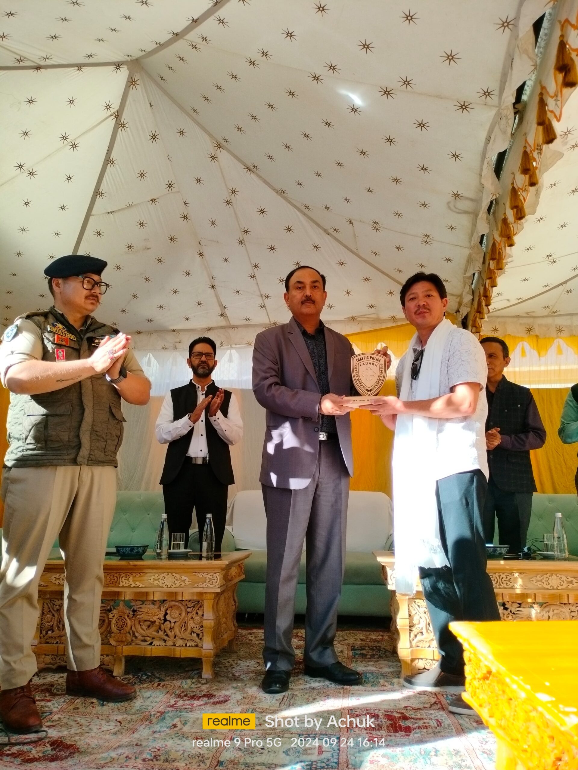 Head of Police UT Ladakh launches “Road Safety Awareness song, chairs Darbar and lauds Traffic Police officials for their performance