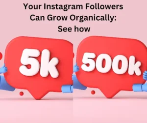 Two red speech bubbles with the numbers 5k and 500k in white Grow your Instagram followers organically