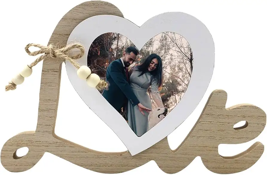 Romantic Birthday Gifts For Girlfriends - Heart-Shaped Personalised Wooden Photo Frame