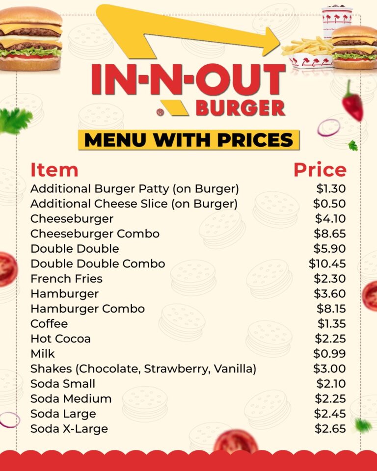 In-N-Out Burger Menu Prices